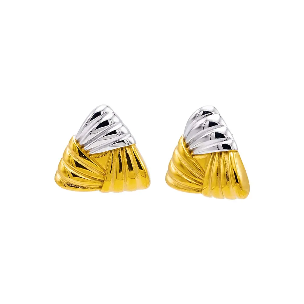 Triangular Ridged Statement Stud Earring sold by Adina Eden's
