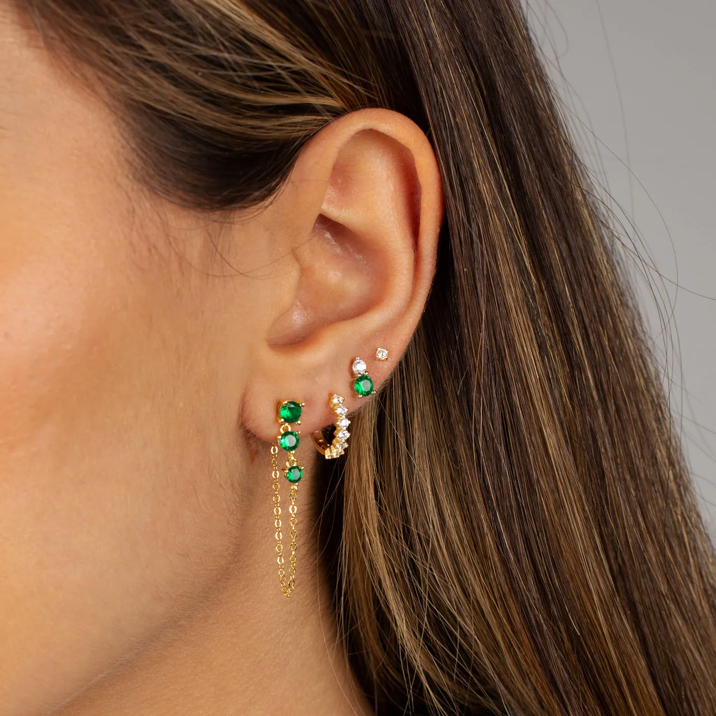 The Emerald & Gold Earring Combo Set sold by Adina Eden's product image thumbnail 2