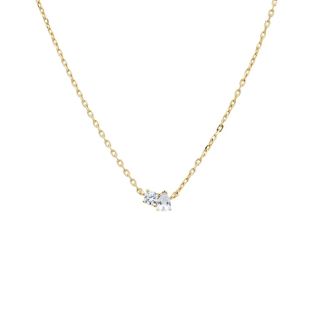 Solitaire X Pear CZ Necklace sold by Adina Eden's