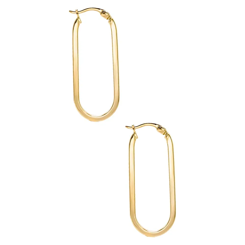 Solid Oval Shape Hoop Earring 14K sold by Adina Eden's product image thumbnail 3