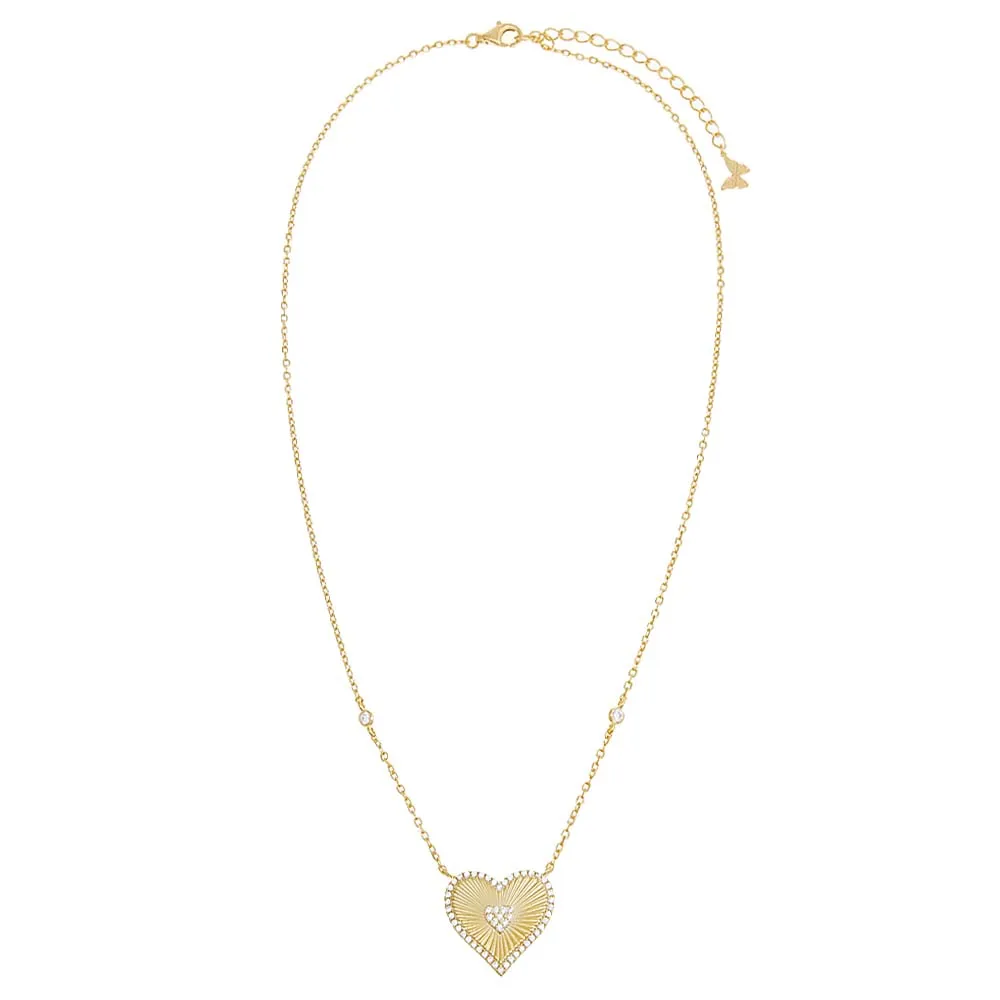 Pavé Double Heart Ridged Necklace sold by Adina Eden's product image thumbnail 3