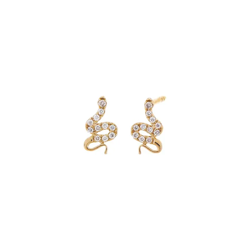Diamond Mini Pave Snake Stud Earring 14K sold by Adina Eden's