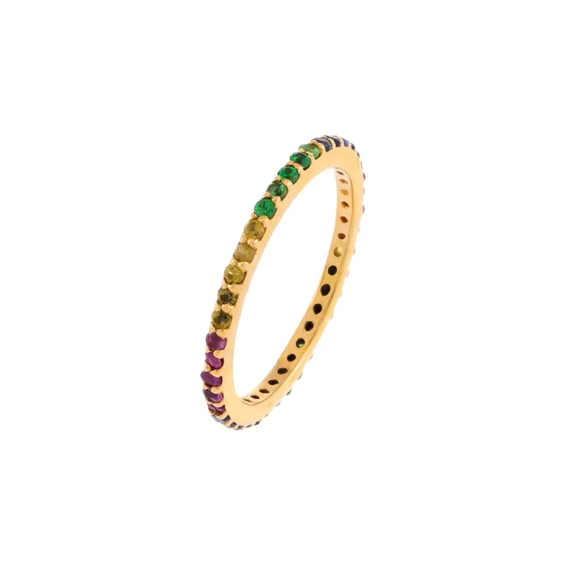 Diamond Rainbow Micropavé Eternity Band 14K sold by Adina Eden's