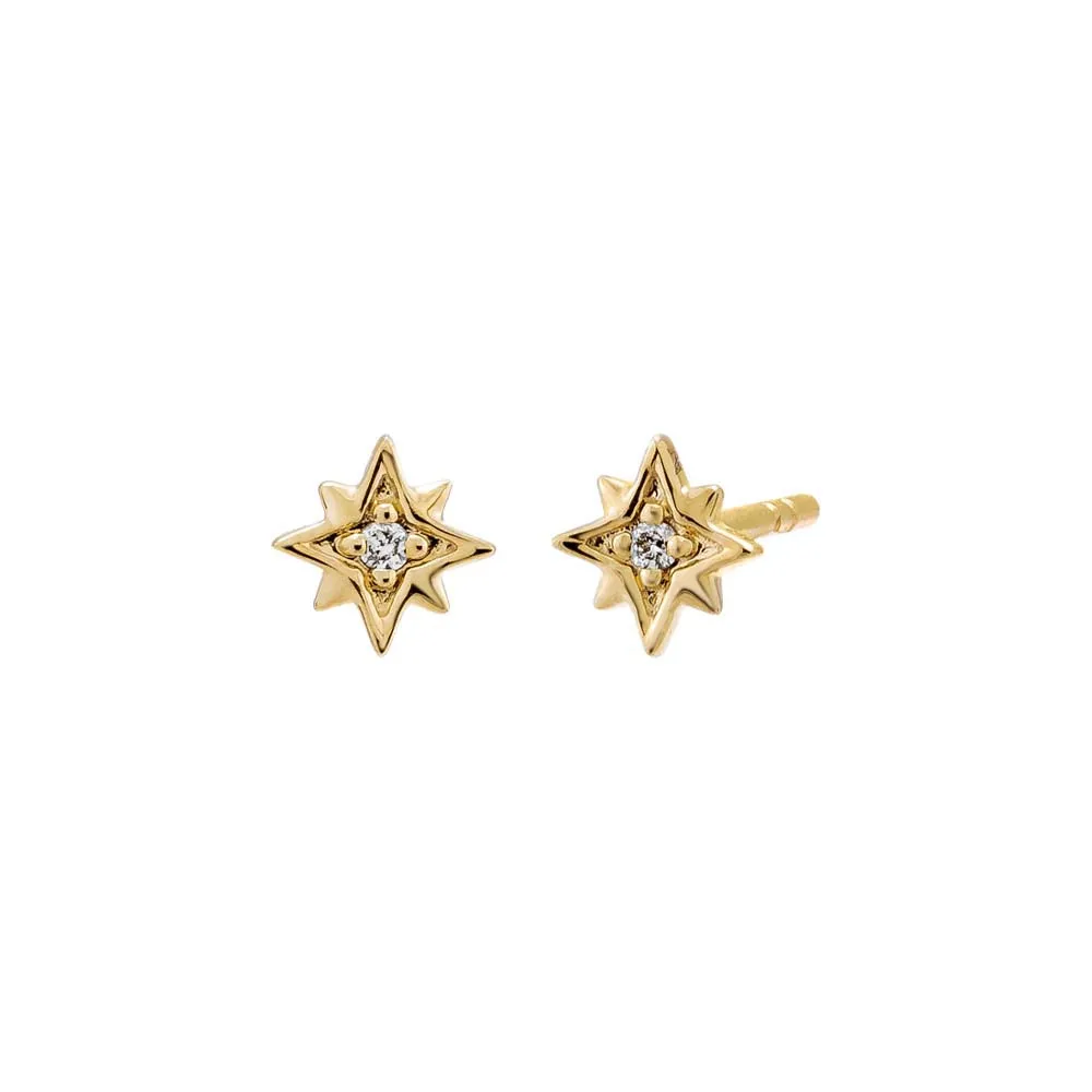Diamond Mini Starburst Stud Earring 14K sold by Adina Eden's