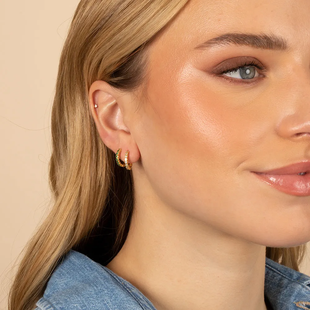 Colored Mini CZ Bezel Huggie Earring sold by Adina Eden's product image thumbnail 2