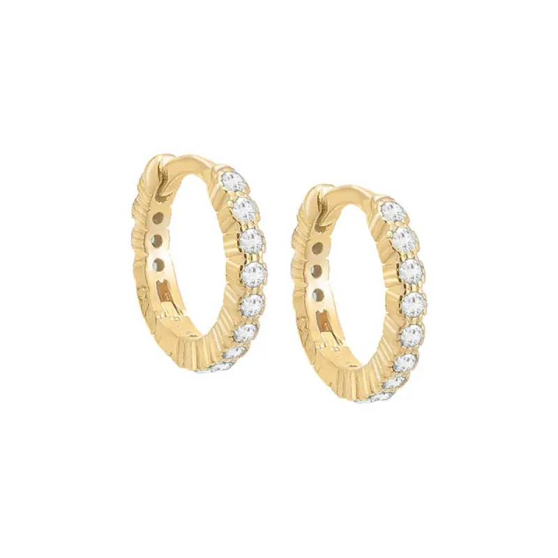 Colored Mini CZ Bezel Huggie Earring sold by Adina Eden's