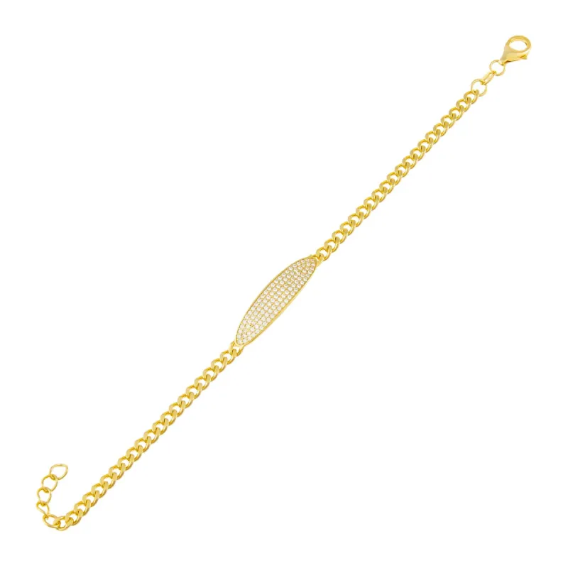 Oval Pavé Bar Chain Bracelet sold by Adina Eden's