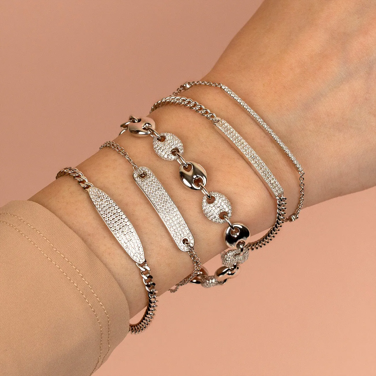 Oval Pavé Bar Chain Bracelet sold by Adina Eden's product image thumbnail 5