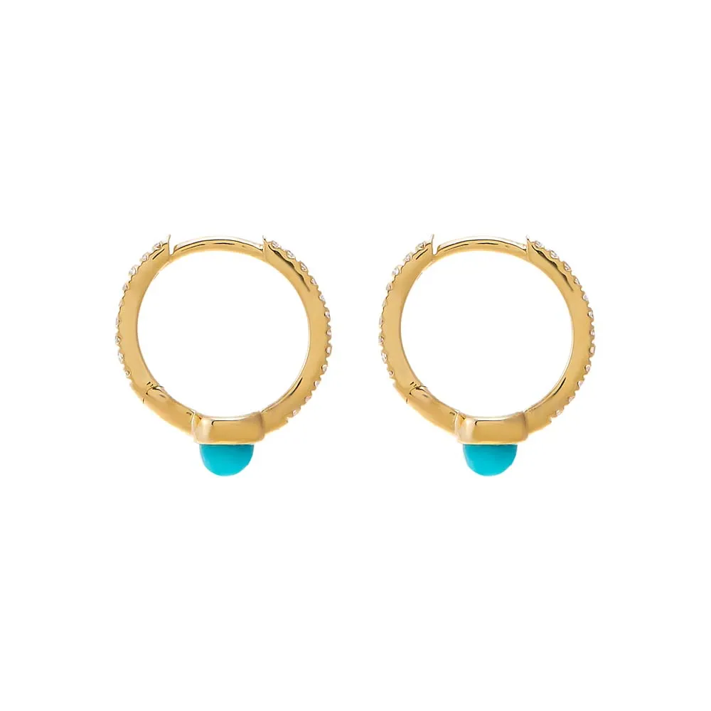 Diamond Pave X Turquoise Spike Huggie Earring 14K sold by Adina Eden's product image thumbnail 2