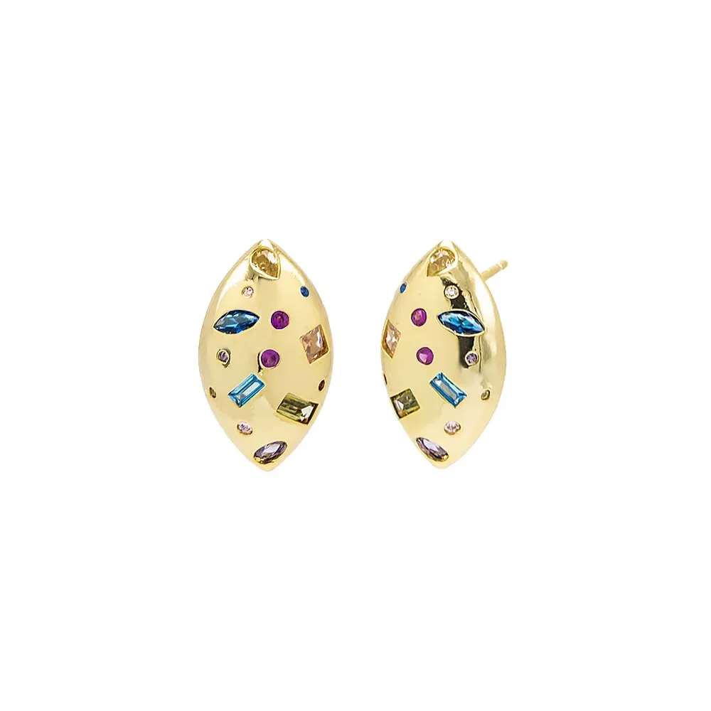 Colored Scattered Multi Shape Oval Stud Earring sold by Adina Eden's product image thumbnail 3