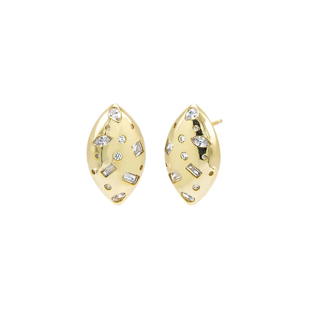 Colored Scattered Multi Shape Oval Stud Earring sold by Adina Eden's