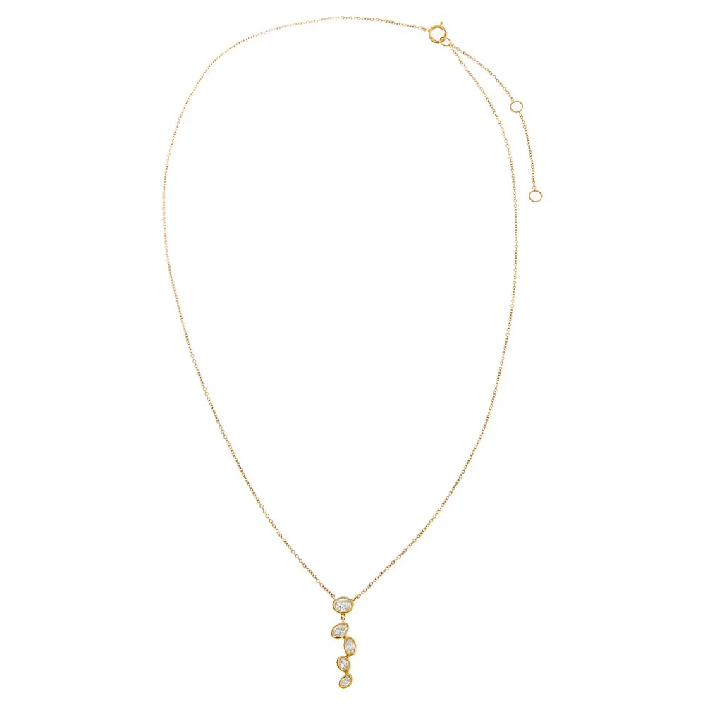 Lab Grown Diamond Scattered Oval Bezel Drop Pendant Necklace 14K sold by Adina Eden's product image thumbnail 3