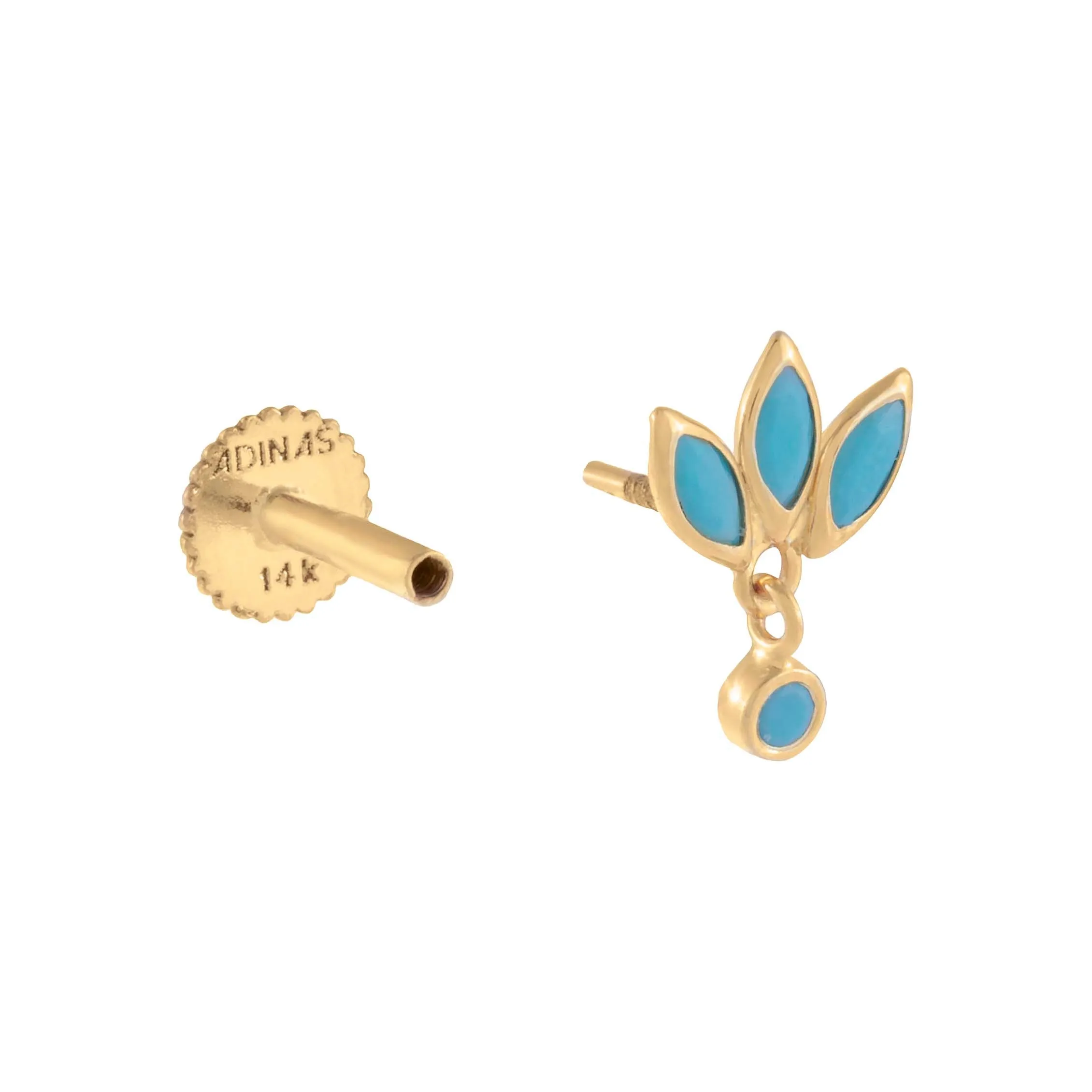 Mini Dangling Turquoise Threaded Stud Earring 14K sold by Adina Eden's product image thumbnail 3