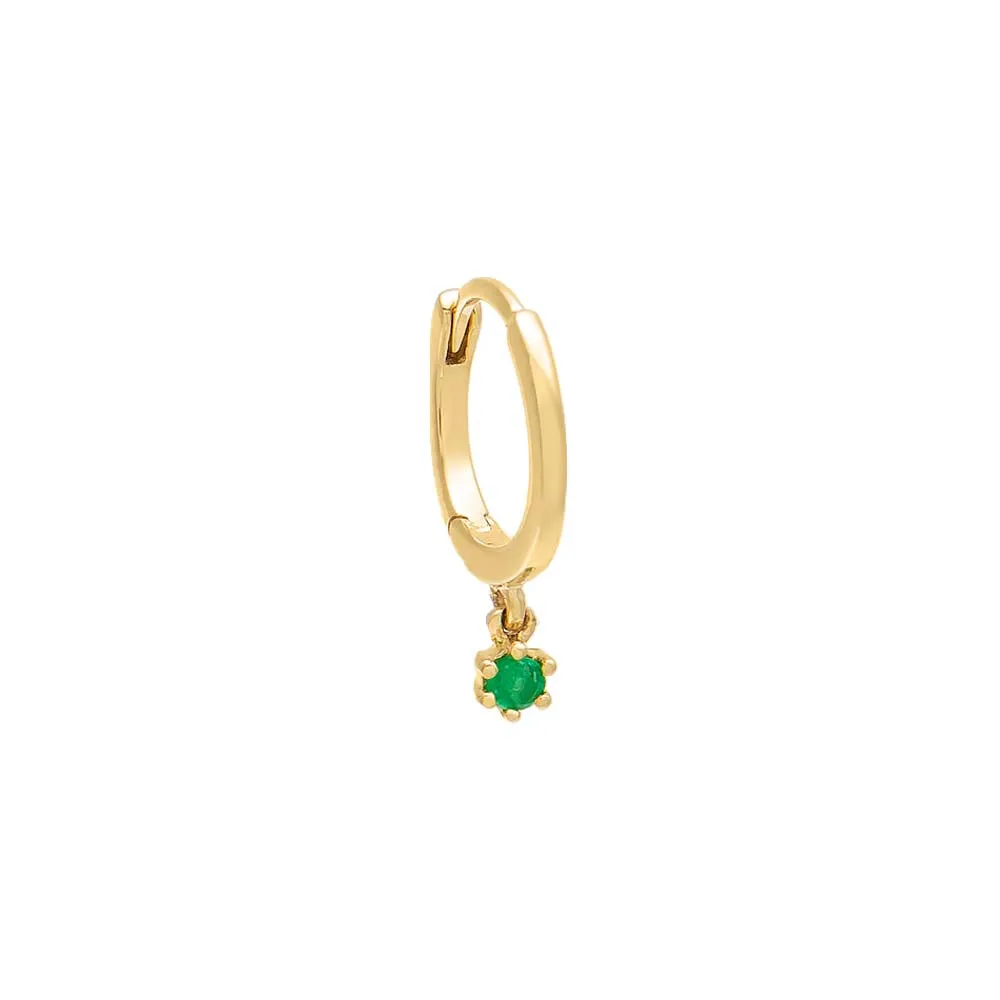 Emerald Dangling Solid Huggie Earring 14K sold by Adina Eden's