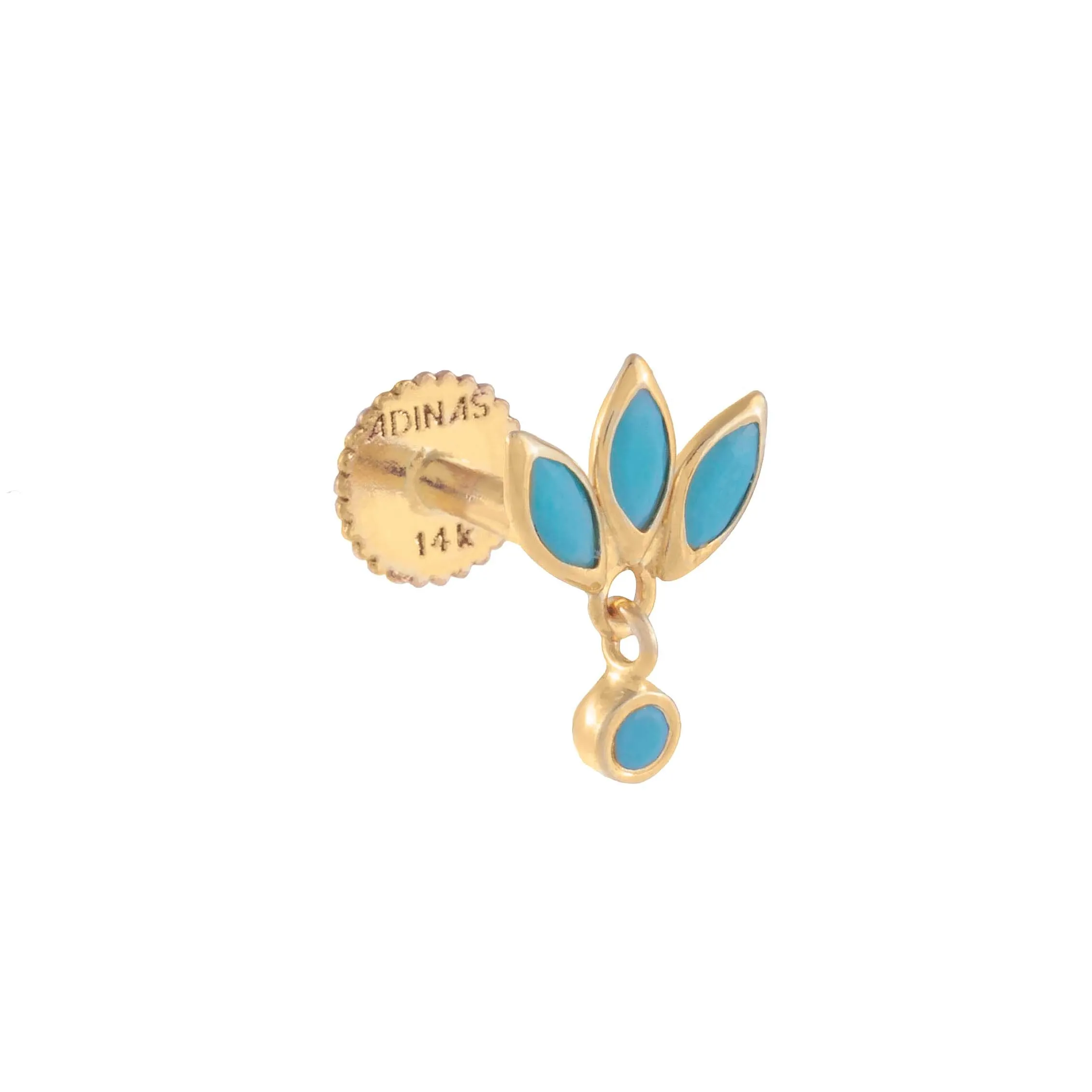 Mini Dangling Turquoise Threaded Stud Earring 14K sold by Adina Eden's