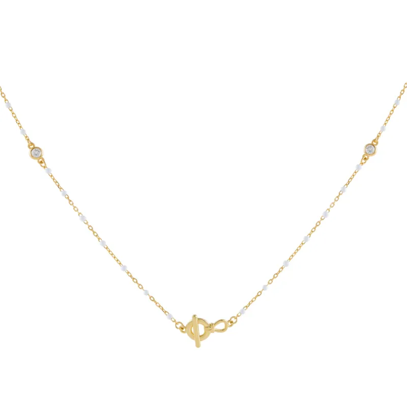 CZ X Enamel Toggle Necklace sold by Adina Eden's