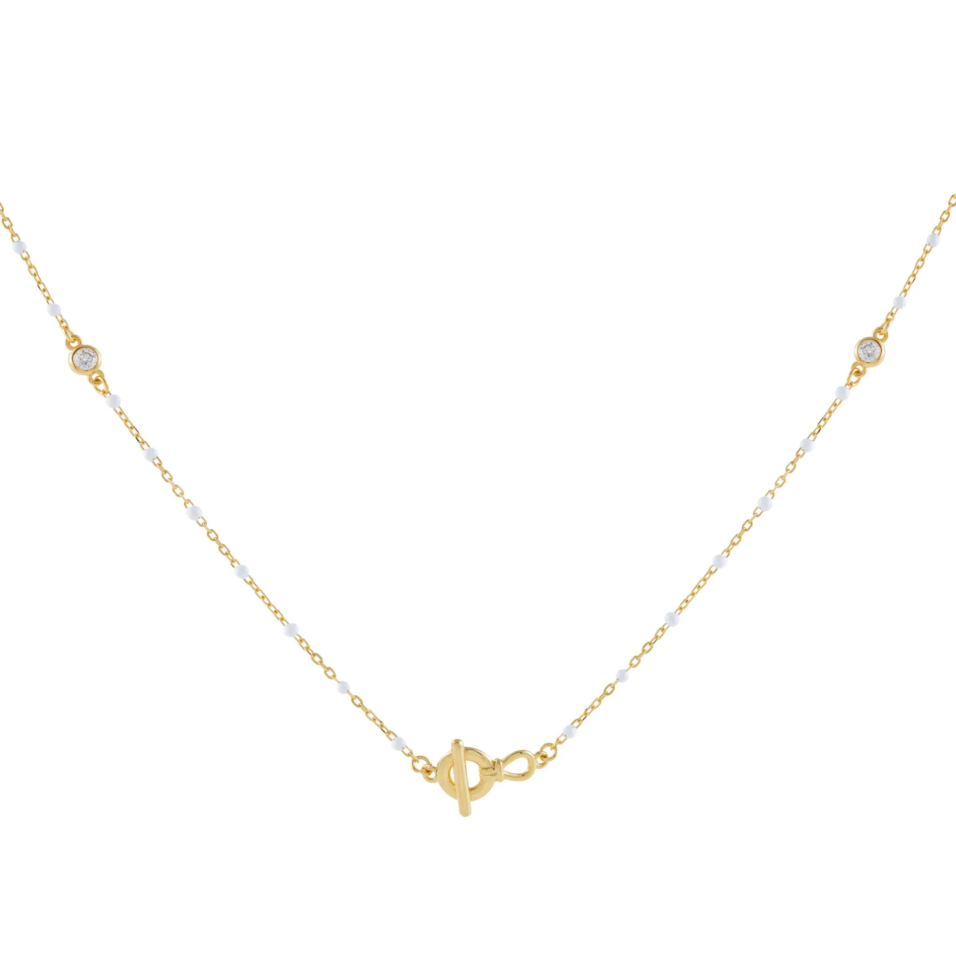 CZ X Enamel Toggle Necklace sold by Adina Eden's