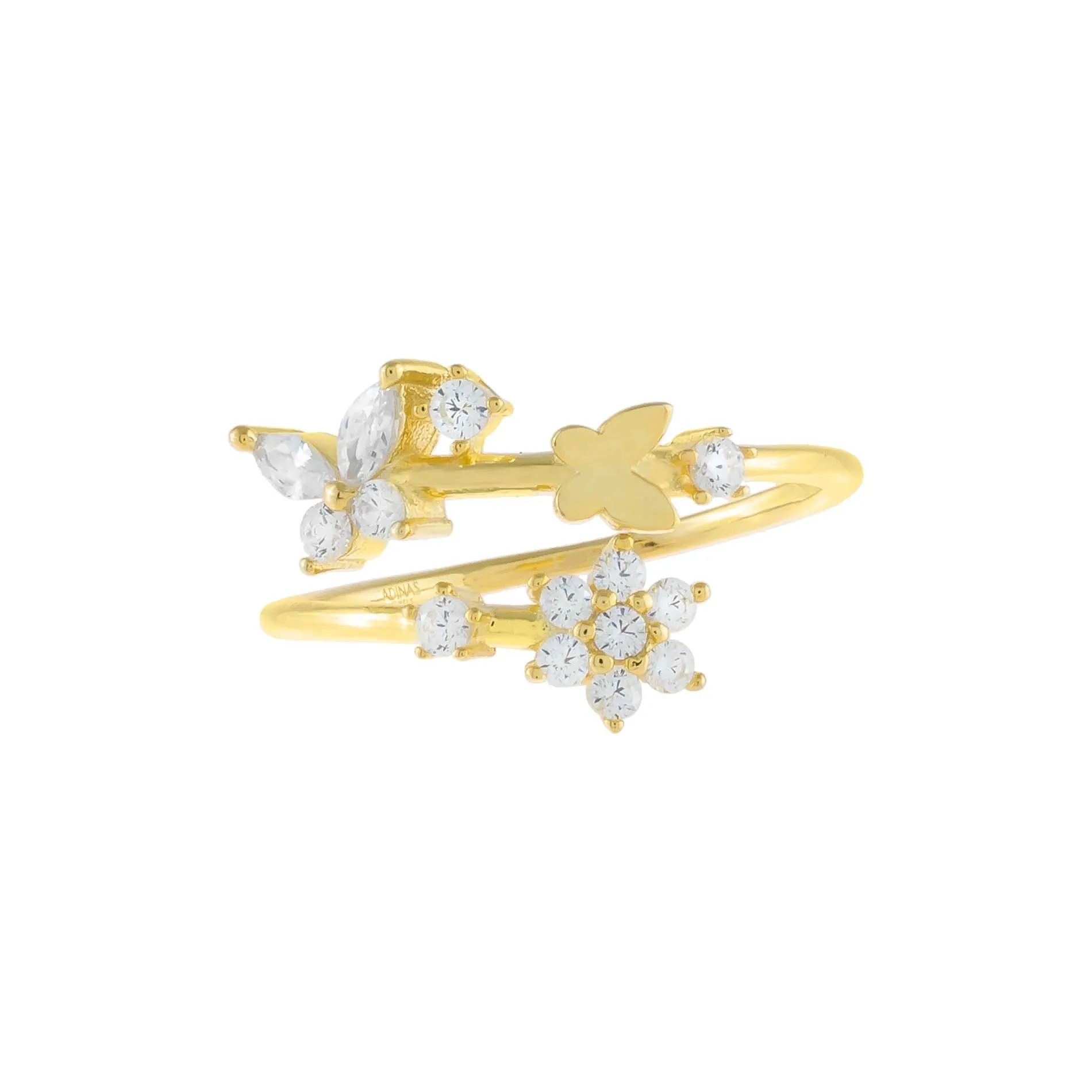 CZ Butterfly X Flower Wrap Ring sold by Adina Eden's product image thumbnail 3