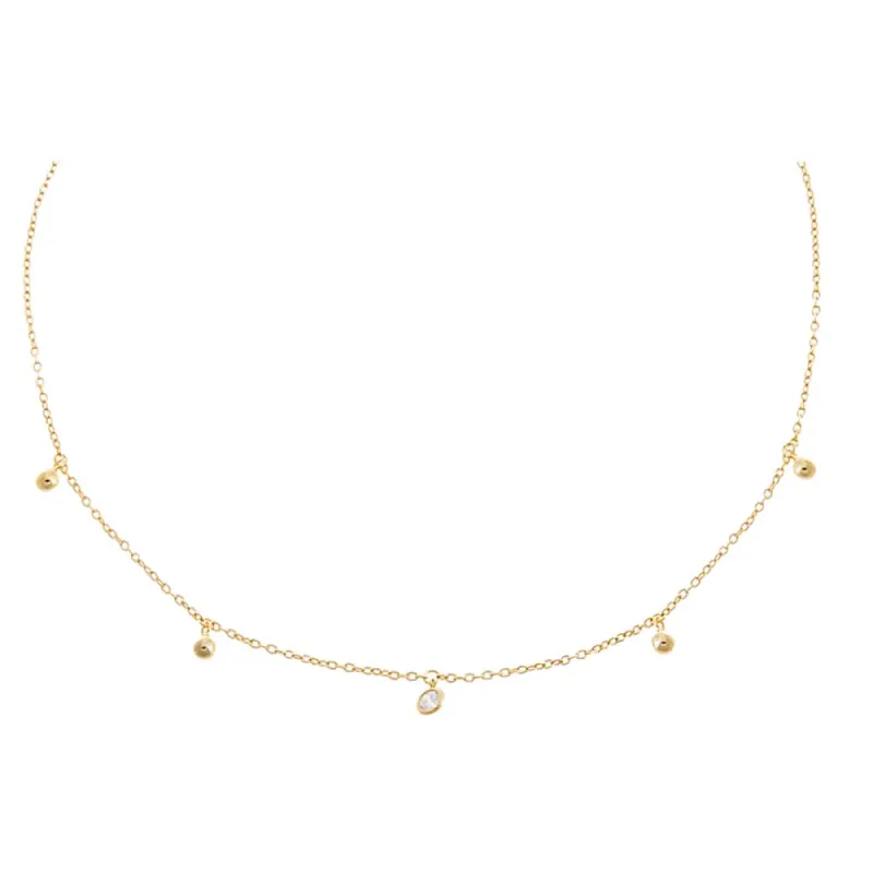 Mini Dangling CZ & Beaded Ball Choker sold by Adina Eden's