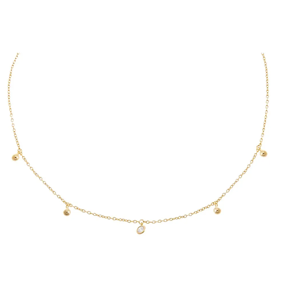 Mini Dangling CZ & Beaded Ball Choker sold by Adina Eden's