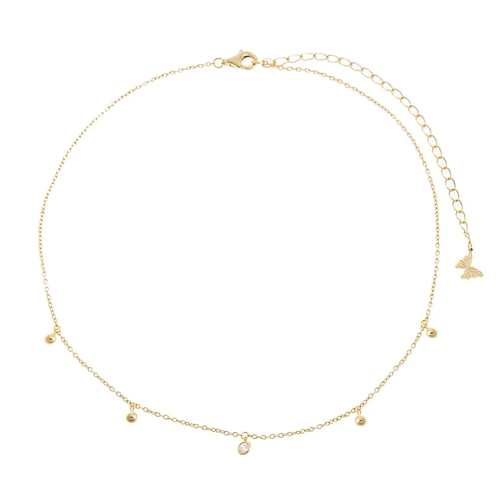 Mini Dangling CZ & Beaded Ball Choker sold by Adina Eden's product image thumbnail 4