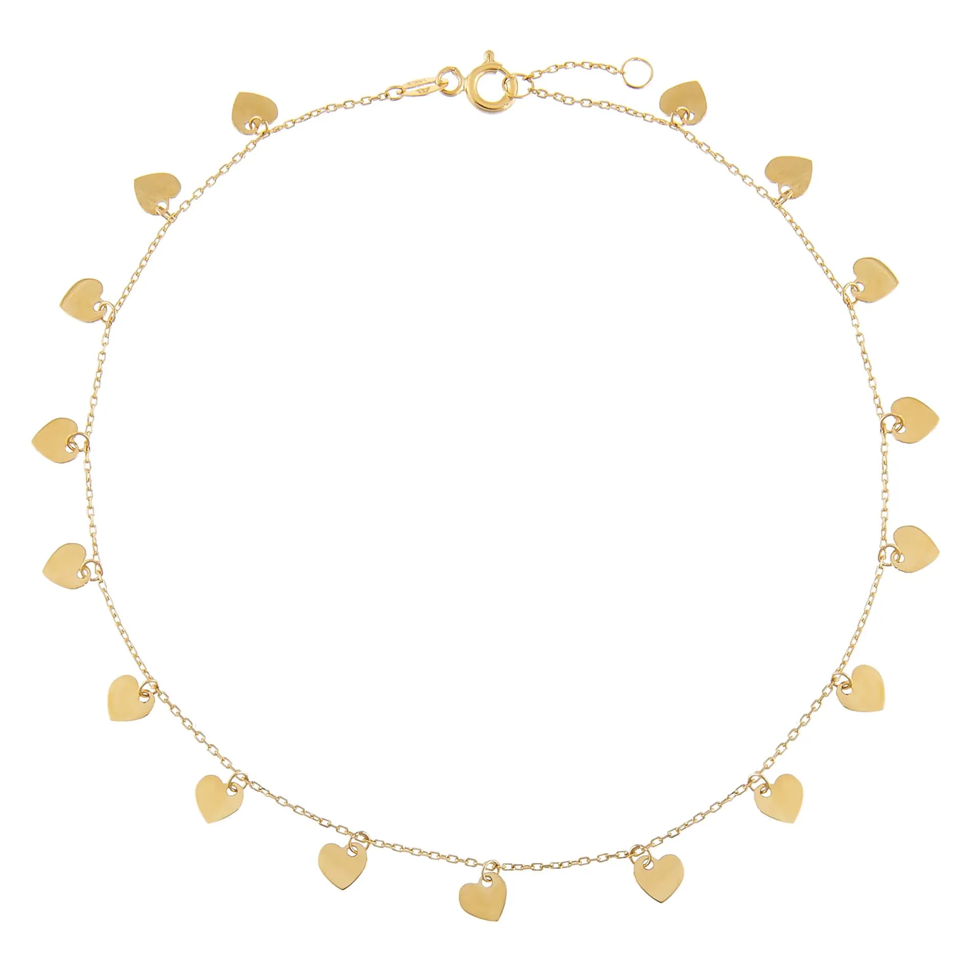Solid Multi Heart Dangle Anklet 14K sold by Adina Eden's