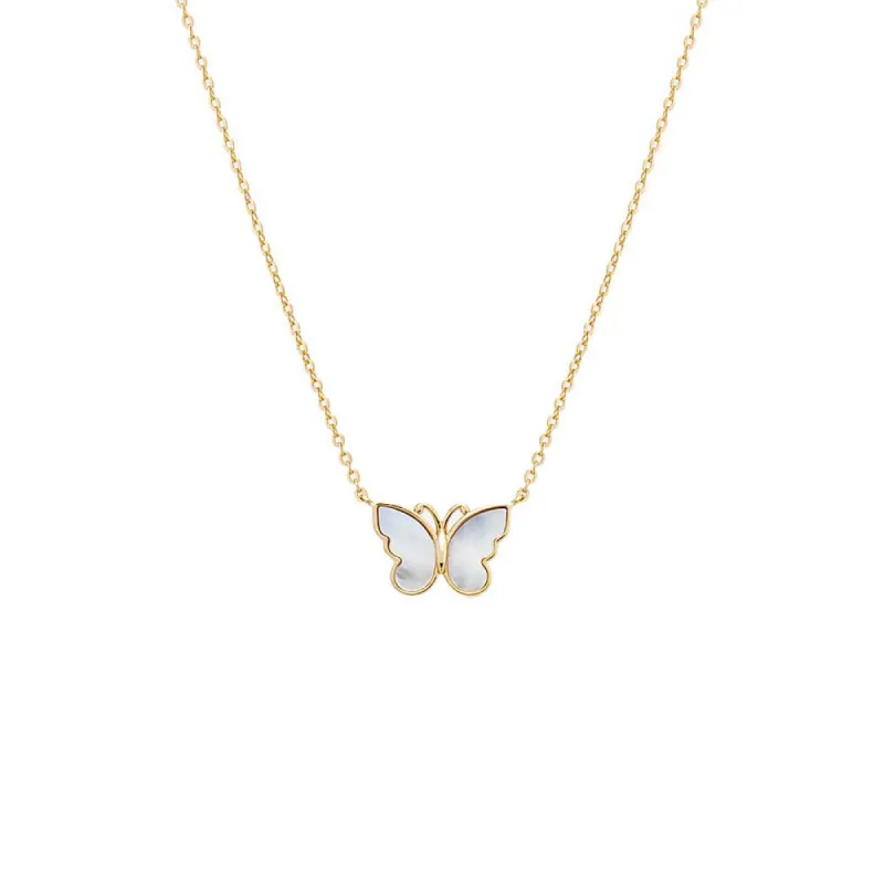Mother Of Pearl Butterfly Necklace sold by Adina Eden's