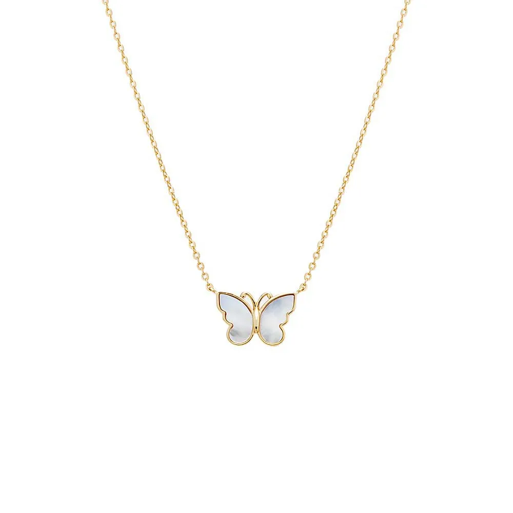 Mother Of Pearl Butterfly Necklace sold by Adina Eden's