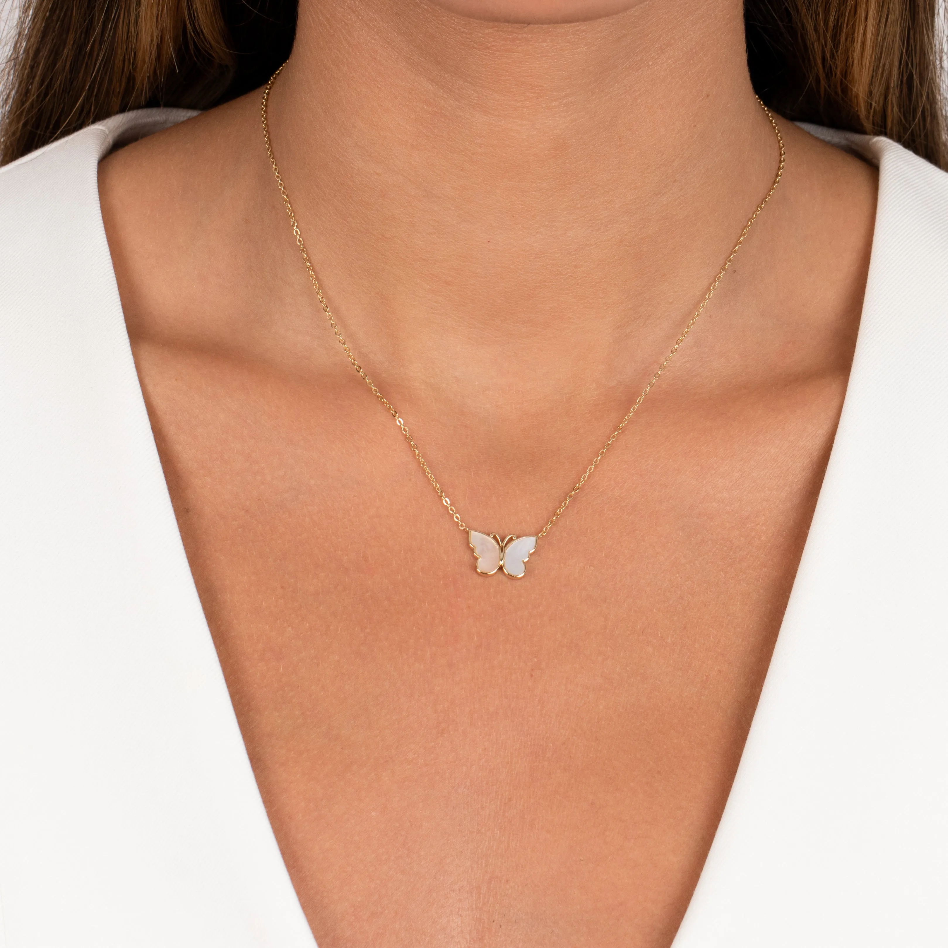 Mother Of Pearl Butterfly Necklace sold by Adina Eden's product image thumbnail 2