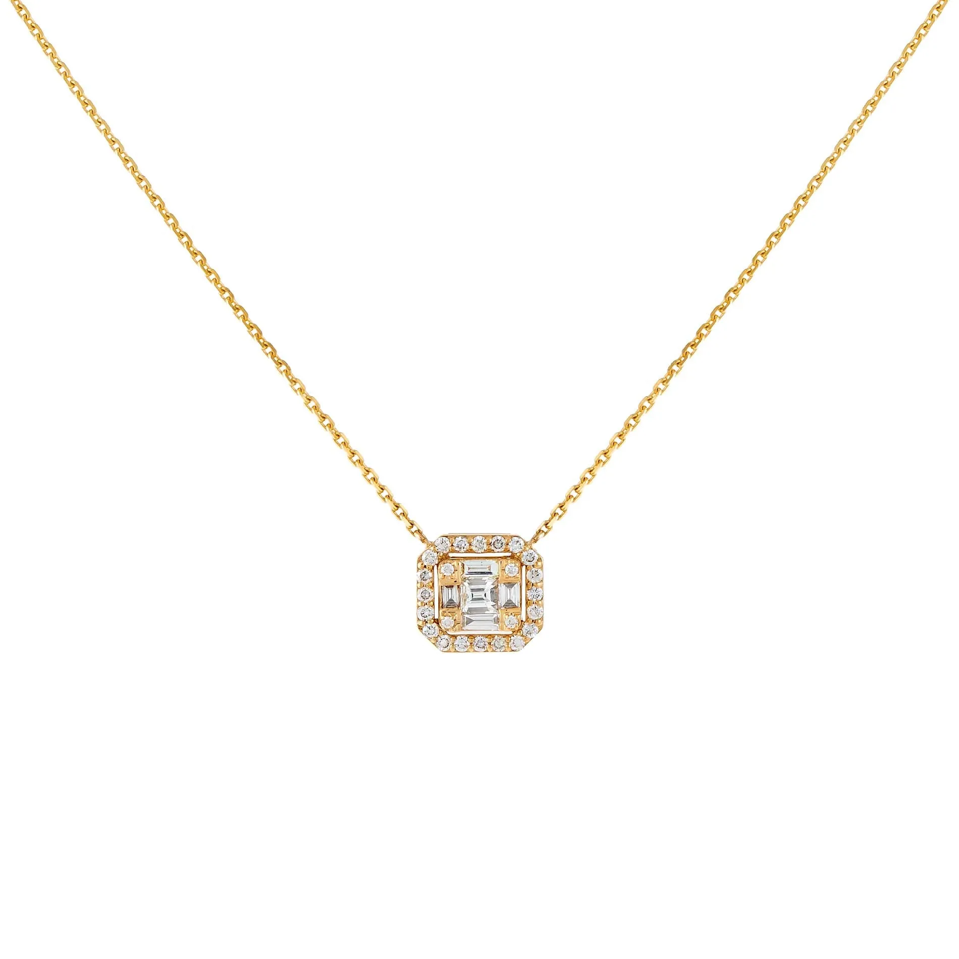 Diamond Illusion Emerald Necklace 14K sold by Adina Eden's