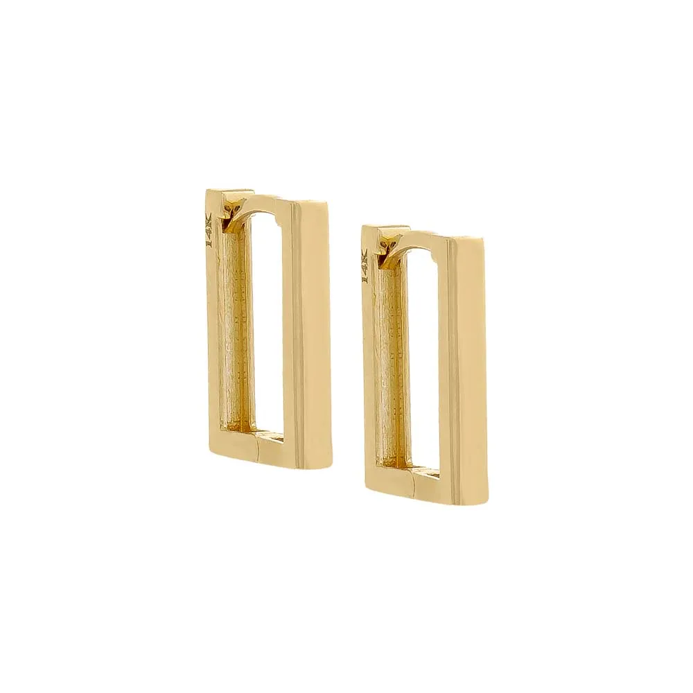 Solid Square Huggie Earring 14K sold by Adina Eden's