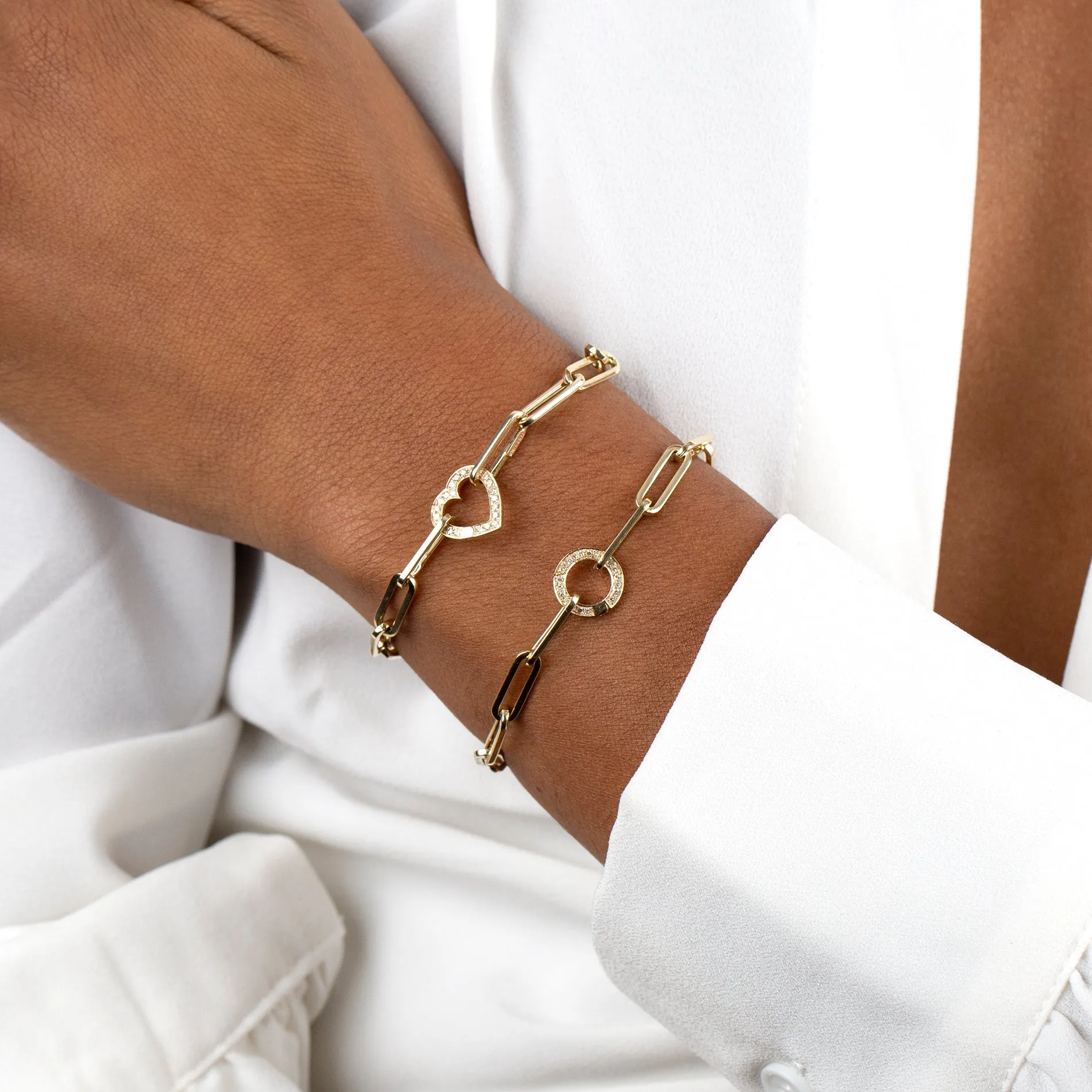 Diamond Heart Clicker Paperclip Bracelet 14K sold by Adina Eden's product image thumbnail 2