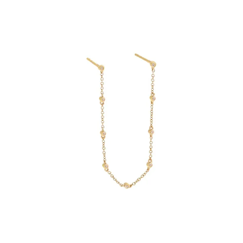 Diamond By The Yard Double Chain Stud Earring 14K sold by Adina Eden's