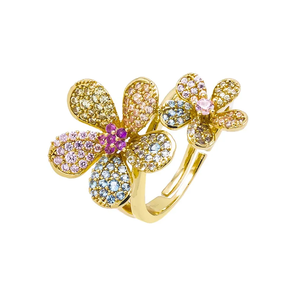 Pastel Pave Double Flower Ring sold by Adina Eden's