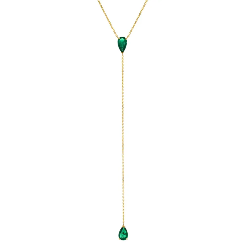 Diamond Emerald Teardrop Lariat 14K sold by Adina Eden's