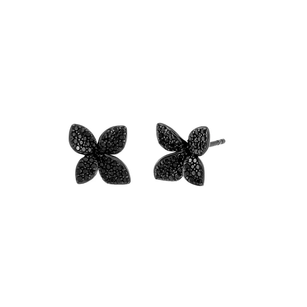 Small Pavé Fancy Flower Stud Earring sold by Adina Eden's product image thumbnail 4