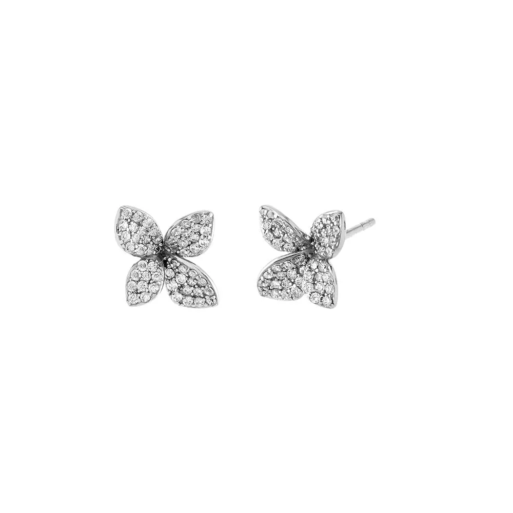 Small Pavé Fancy Flower Stud Earring sold by Adina Eden's product image thumbnail 3