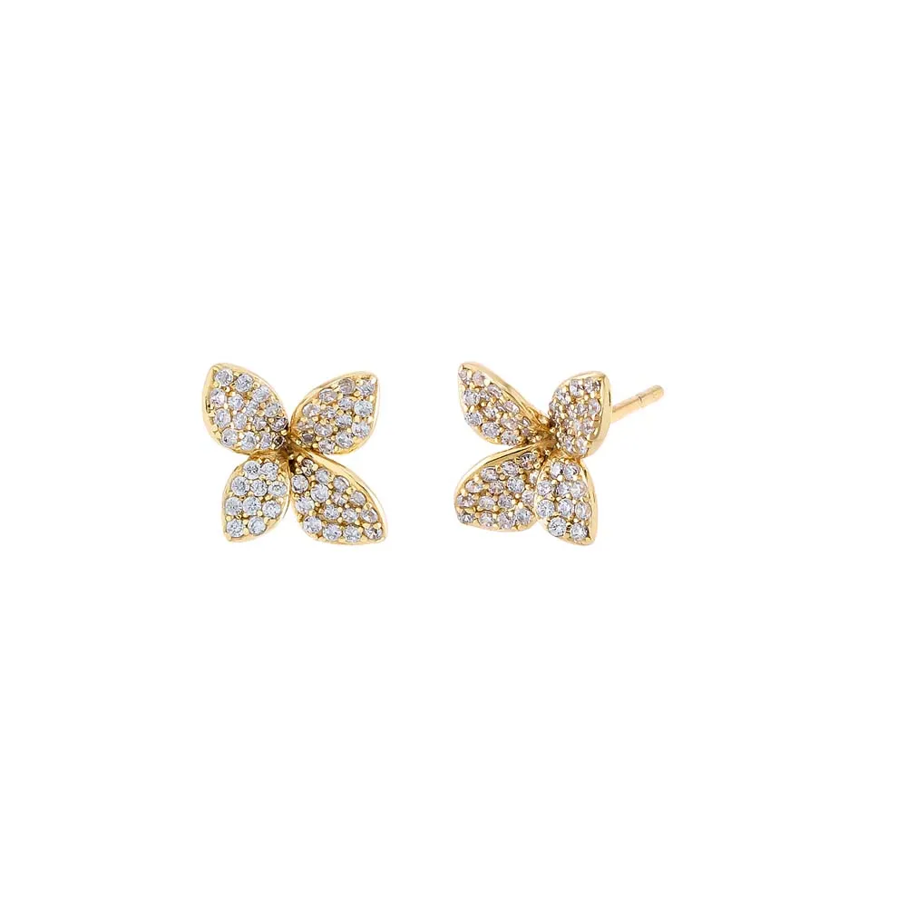 Small Pavé Fancy Flower Stud Earring sold by Adina Eden's