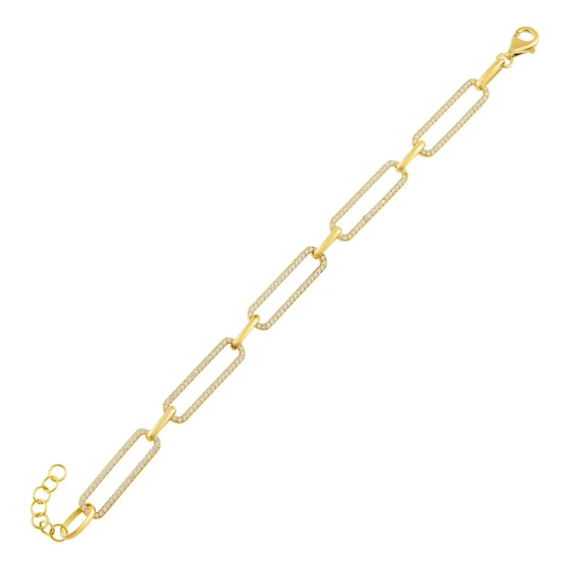 Pavé Paper Clip Link Bracelet sold by Adina Eden's