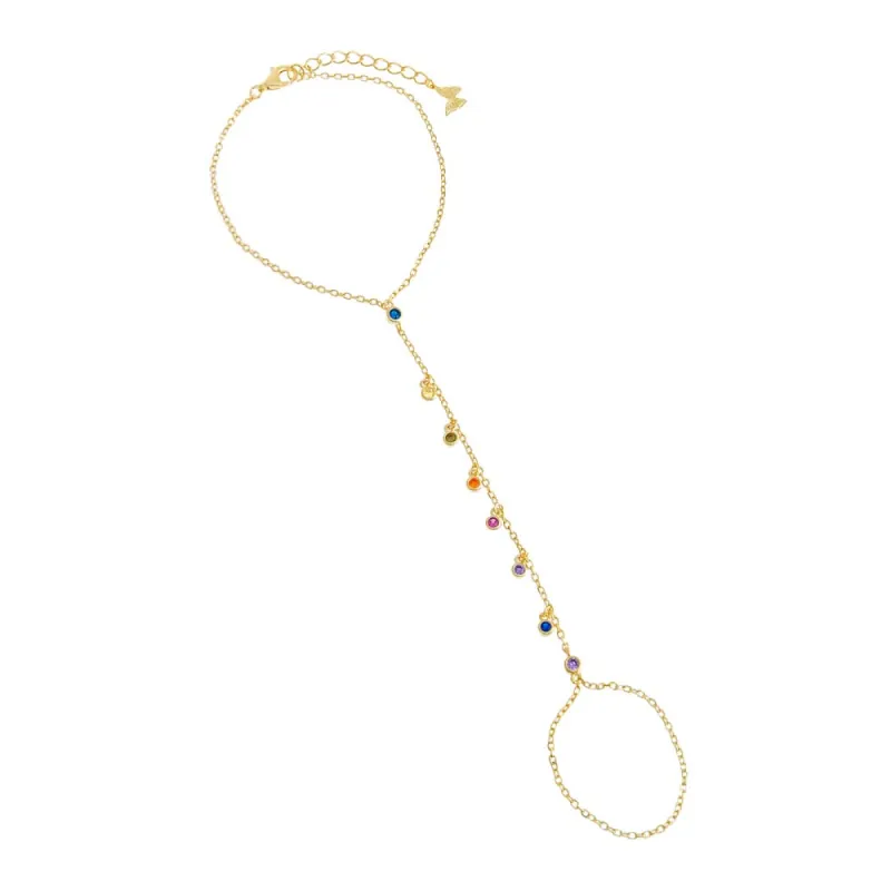 Multi-Colored CZ Bezel Shaker Hand Chain sold by Adina Eden's