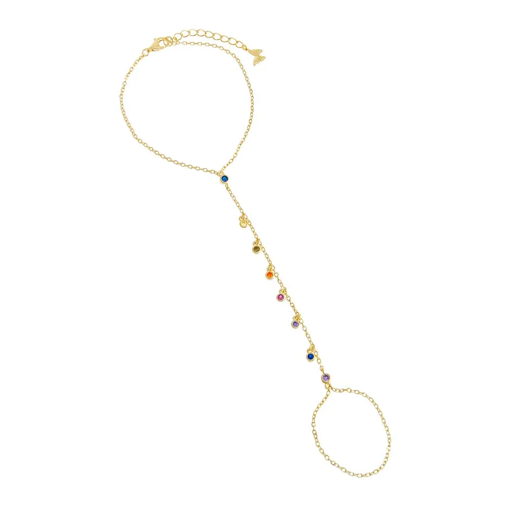 Multi-Colored CZ Bezel Shaker Hand Chain sold by Adina Eden's