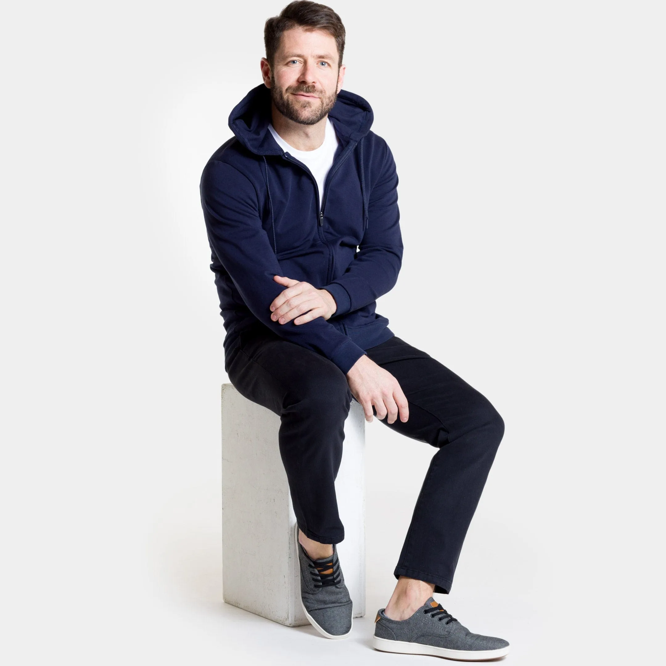 Navy French Terry Full-Zip Hoodie sold by Ash & Erie