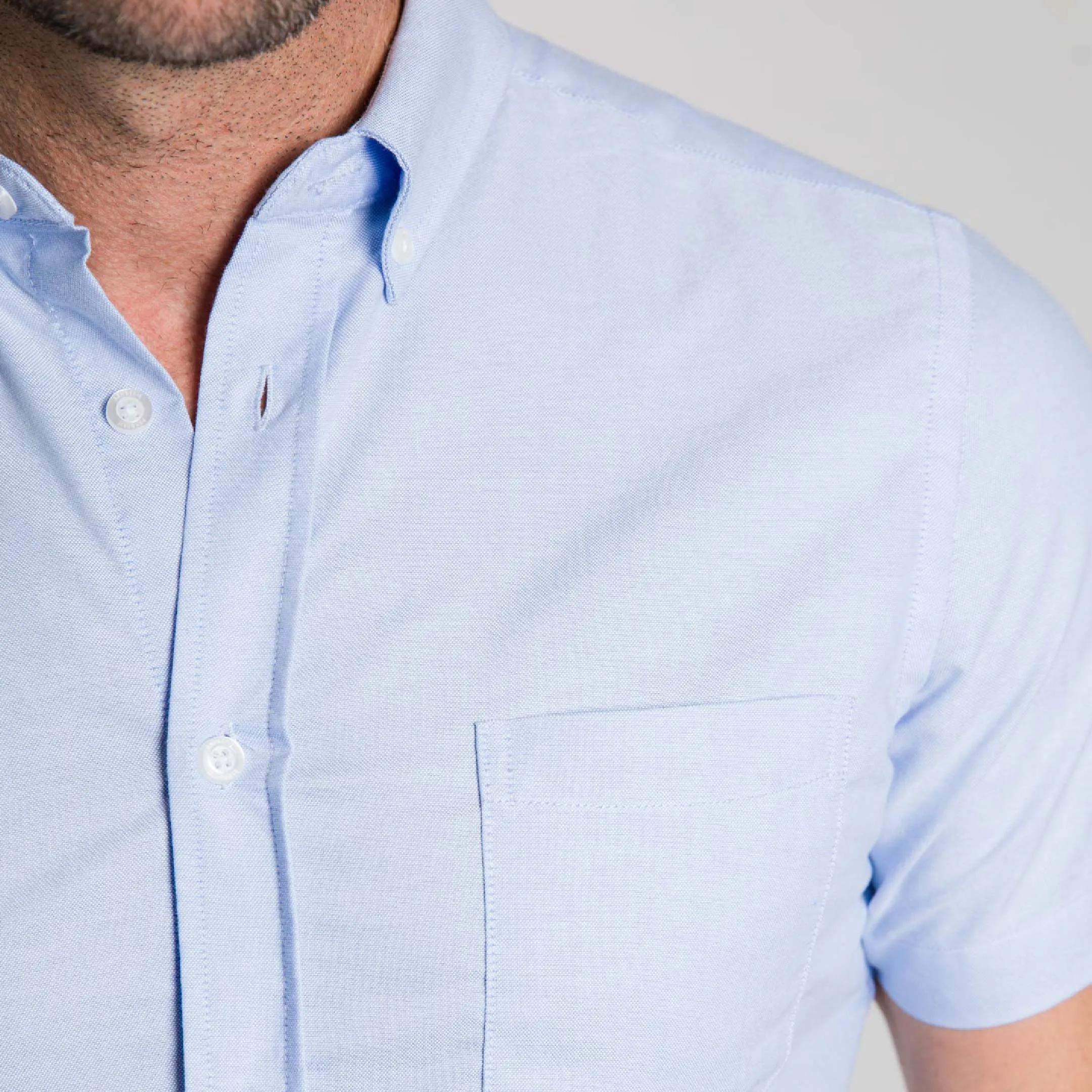 Blue Oxford Wrinkle Free Short Sleeve Shirt sold by Ash & Erie product image thumbnail 5