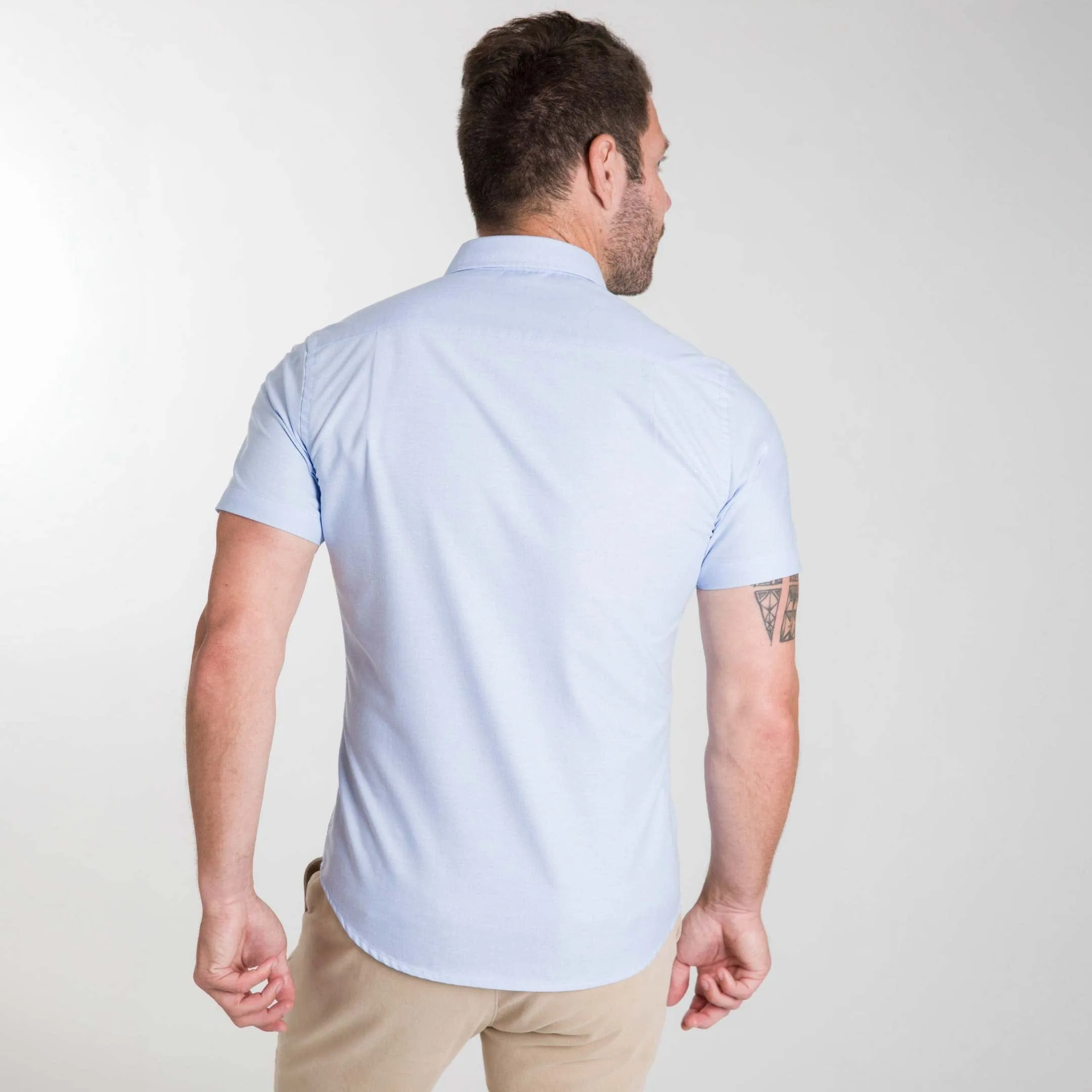 Blue Oxford Wrinkle Free Short Sleeve Shirt sold by Ash & Erie product image thumbnail 3