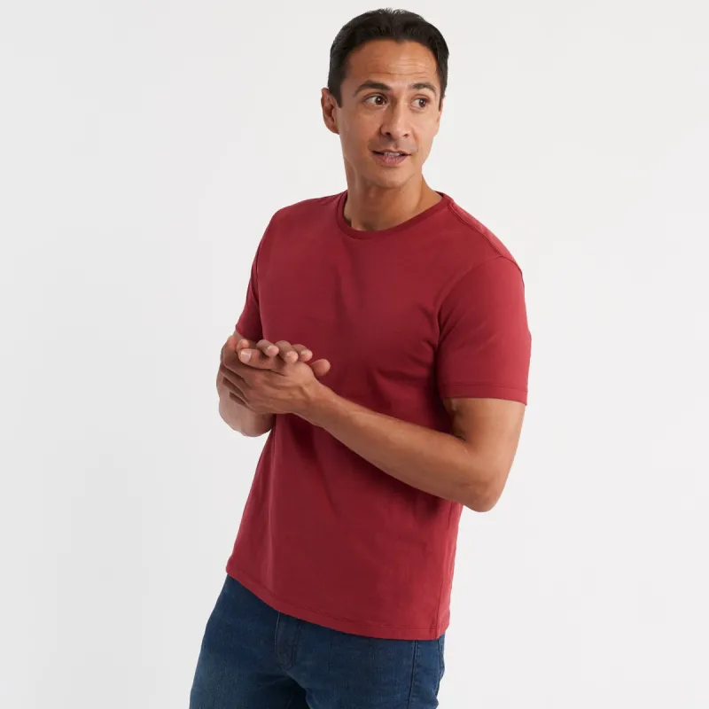 Crimson Red Pima Cotton Crew Neck Tee sold by Ash & Erie