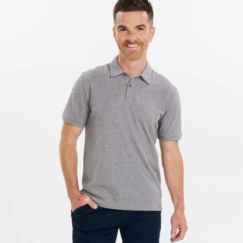 Heather Light Grey Pique Daily Polo sold by Ash & Erie