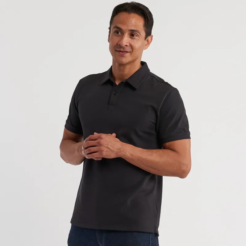 Black Pique Daily Polo sold by Ash & Erie
