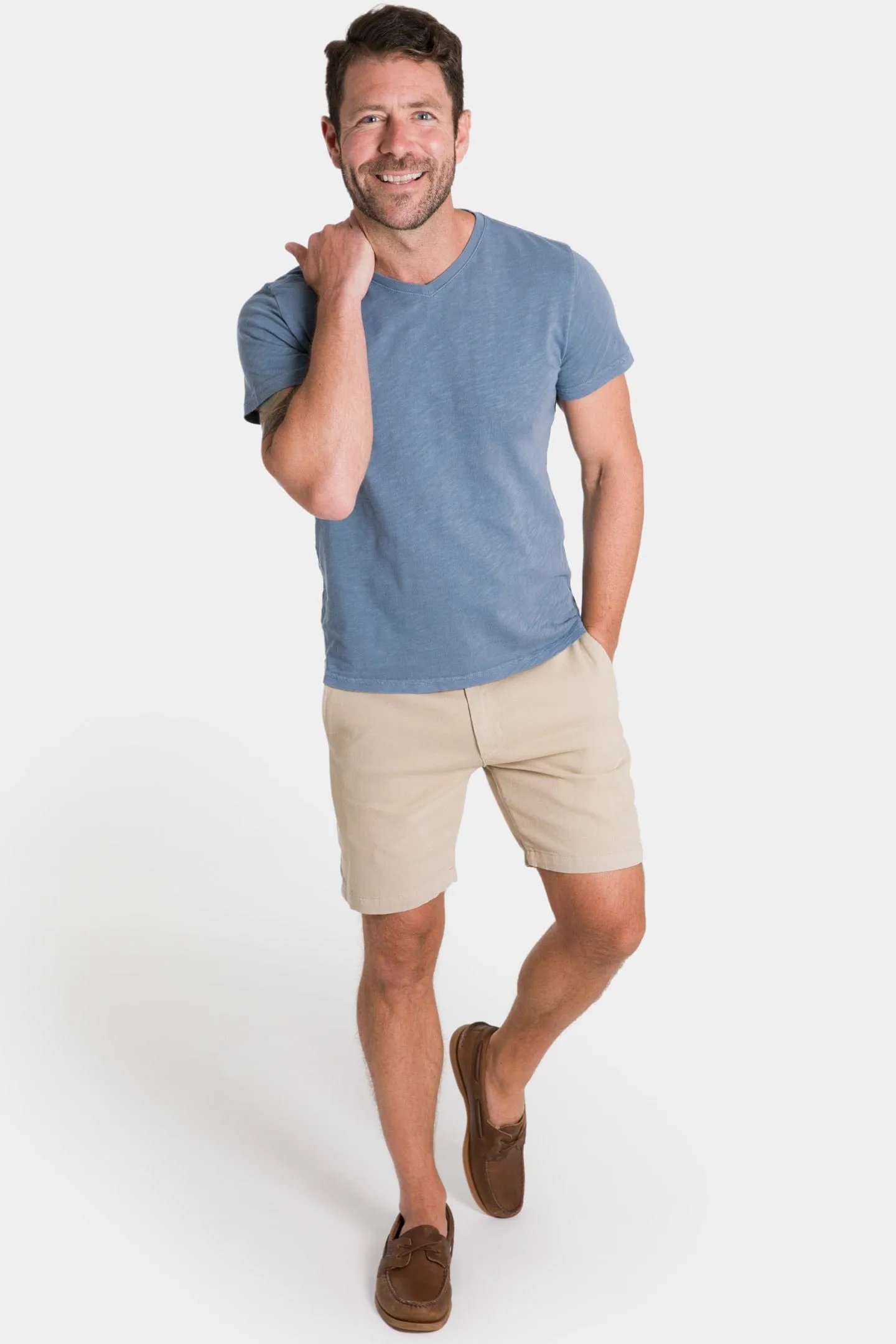 Lightweight Washed Blue V Neck Tee sold by Ash & Erie product image thumbnail 2