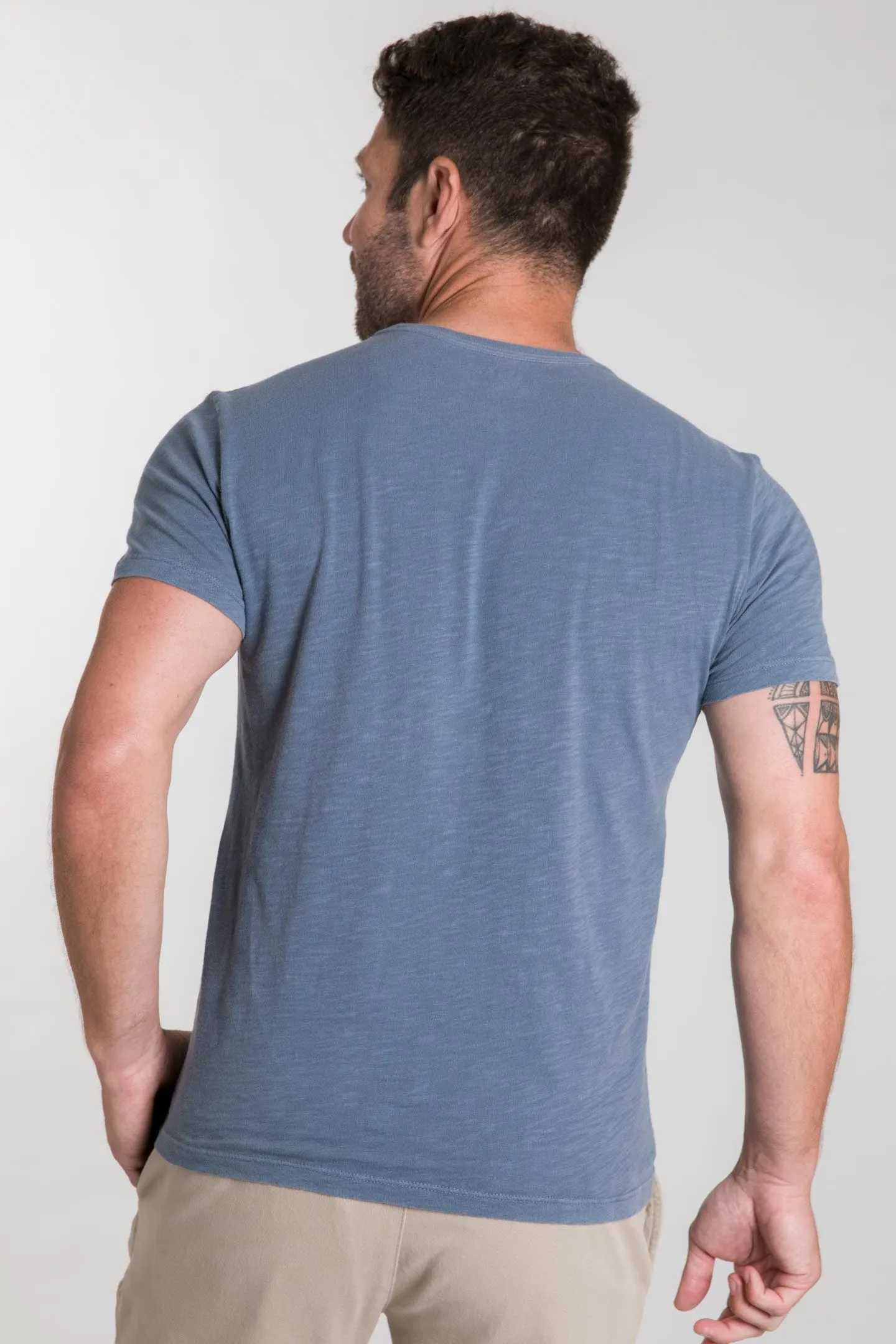 Lightweight Washed Blue V Neck Tee sold by Ash & Erie product image thumbnail 3