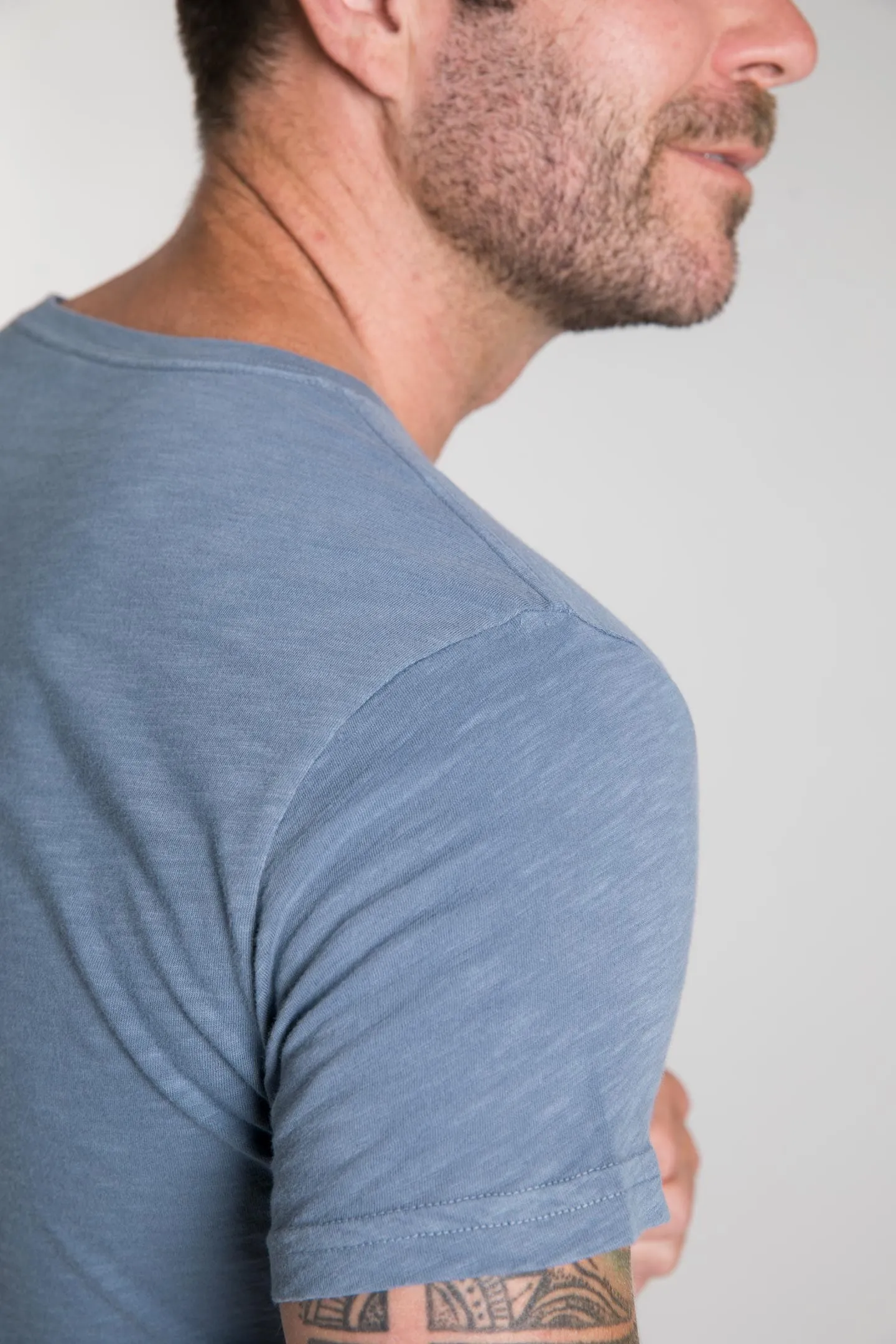 Lightweight Washed Blue V Neck Tee sold by Ash & Erie product image thumbnail 4